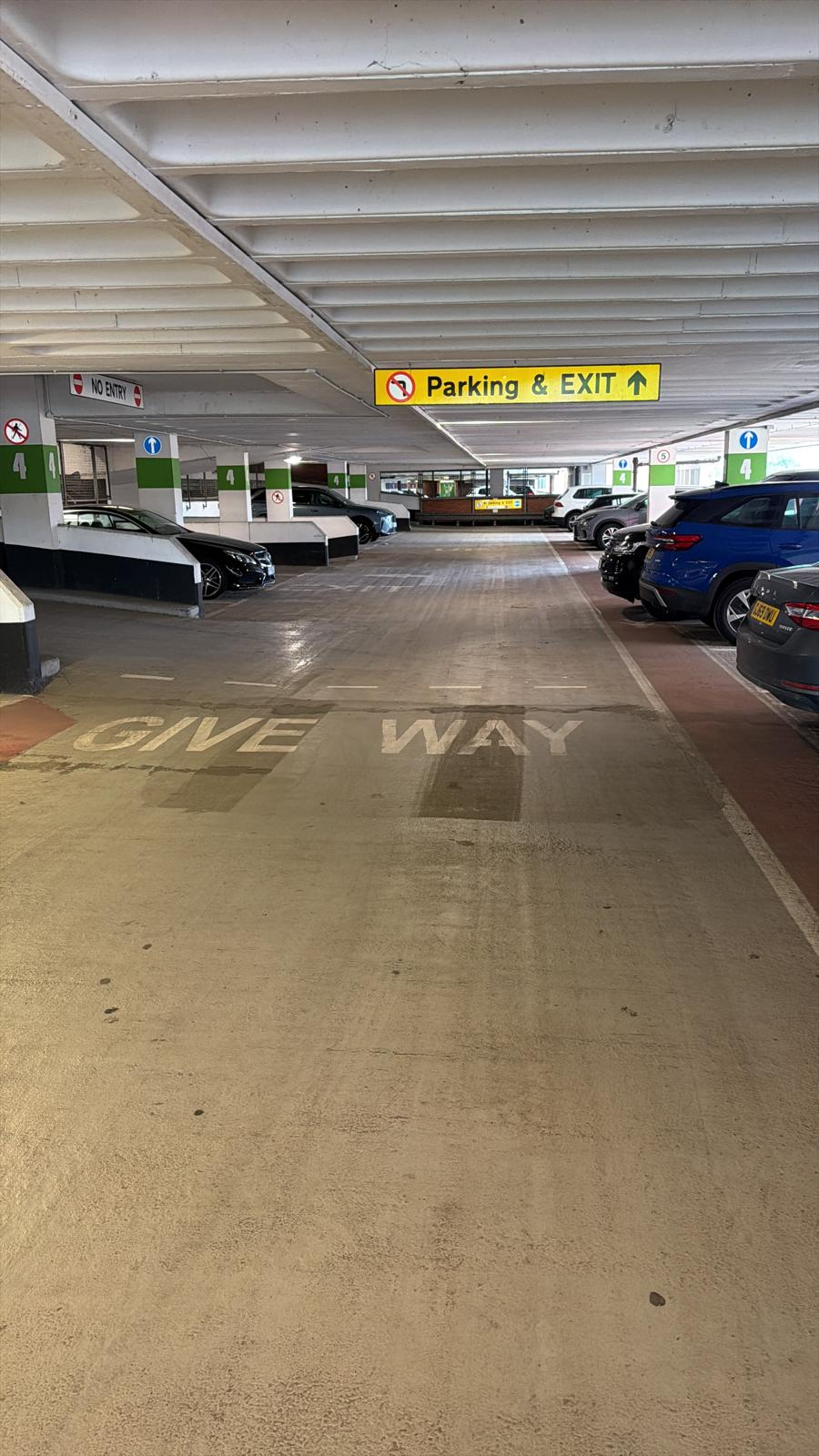 Numbered parking bays with overhead cover