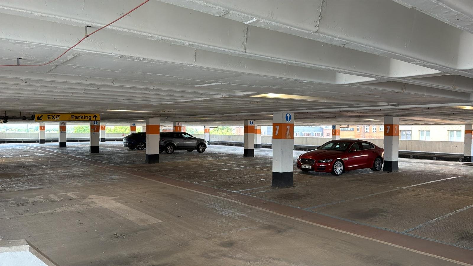 Clearly marked parking bays on level 7