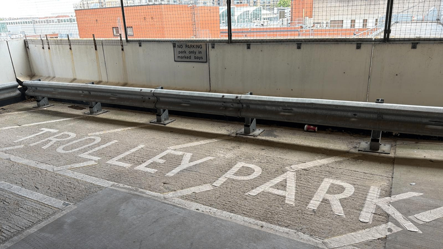 Trolley park and safety barriers